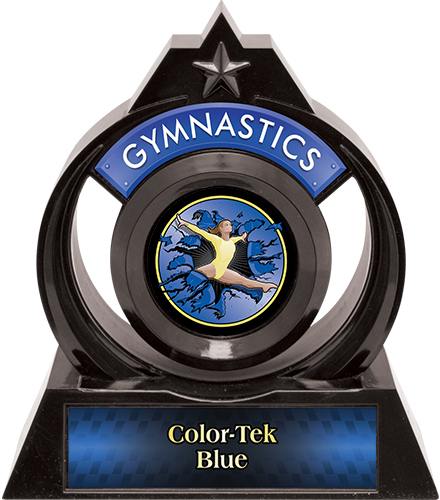 Eclipse 6" Gymnastics Blue Burst-Out Trophy. Personalization is available on this item.