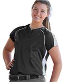 Women Girls 2-Button Brushback Softball Jersey
