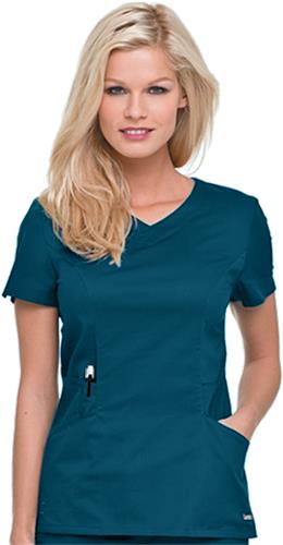 Landau Women's Banded Crossover V-neck Scrub Top. Embroidery is available on this item.