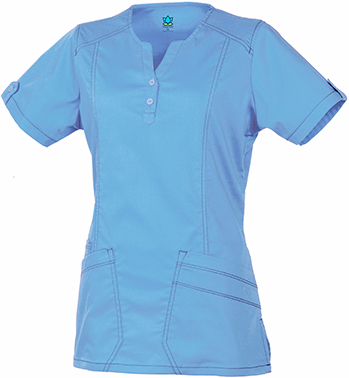 Maevn Blossom Women's European Y-Neck Scrub Tops. Embroidery is available on this item.