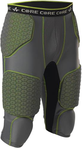 7-Pad, Integrated-Removable Football Girdle, Adult (A4XL - Charcoal)