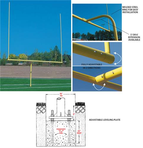 College Football Level Plate Goal Post 6'