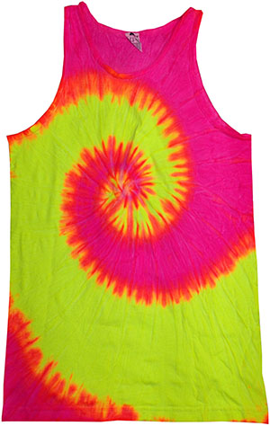 Colortone Fluorescent Swirl Tie Dye Tank Top
