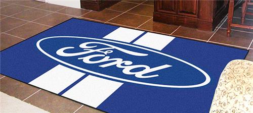 Fan Mats Ford Oval with Stripes 5'x8' Rug