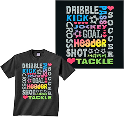 Image Sport Soccer Glitter Words T-Shirt