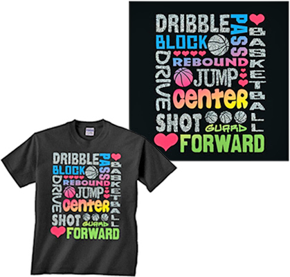 Image Sport Basketball Glitter Words T-Shirt