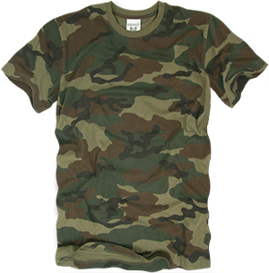 Rapid Dominance Woodland G.I. Camo Cotton T-Shirt. Printing is available for this item.