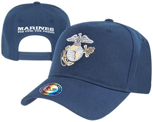 Snapback Metallic Embroidery Marines Military Cap