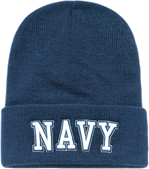 Navy Text Classic Military Long Beanie