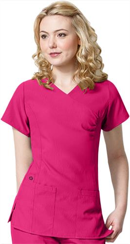 WonderWink Easy Fit Shirred Fashion Wrap Scrub Top. Embroidery is available on this item.