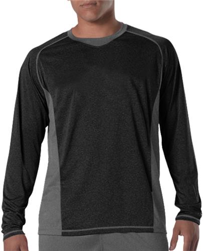 Youth (YL - Heather/Scarlet) Raglan Long Sleeve T Shirts. Printing is available for this item.