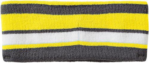 Adult, One Size Fits Most, Acrylic Rib Knit Headband (Bright Yellow/White/Graphite)