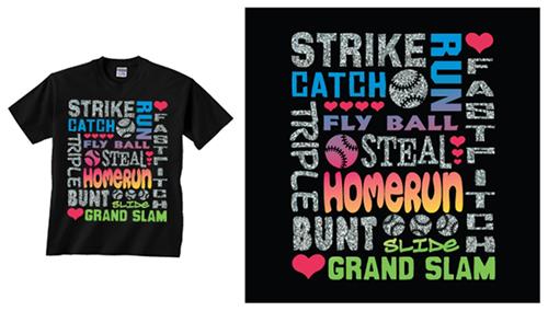 Image Sport Softball Glitter Words T-Shirt