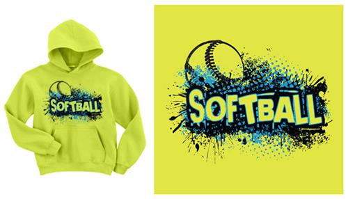 Image Sport Softball Splatter Hooded Sweatshirt. Decorated in seven days or less.