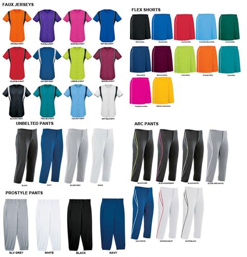 Womens Faux Front Softball Jersey Uniform Kits. Decorated in seven days or less.