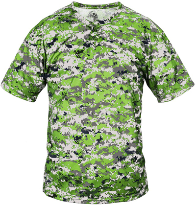 Badger B-Core Digital Camo Placket Baseball Shirt. Printing is available for this item.