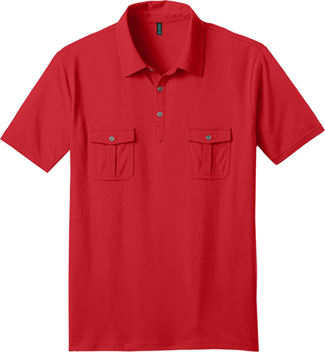 District Made Men's Jersey Double Pocket Polo