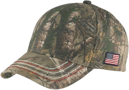 Port Authority Americana Contrast Stitch Camo Cap. Embroidery is available on this item.
