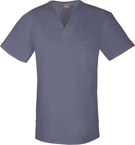 Dickies Men's V-Neck Short Sleeve Scrub Top. Embroidery is available on this item.
