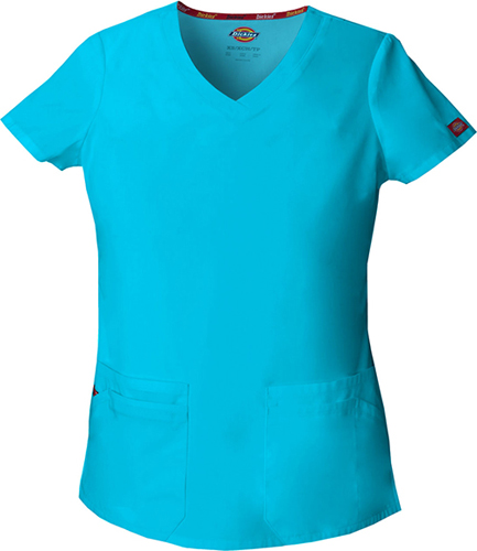 Dickies Women's Junior Fit V-Neck Scrub Top. Embroidery is available on this item.