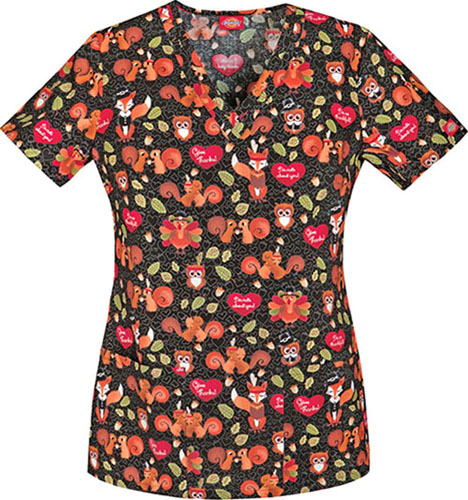 Dickies Womens I'm Nuts About You V-Neck Scrub Top. Embroidery is available on this item.