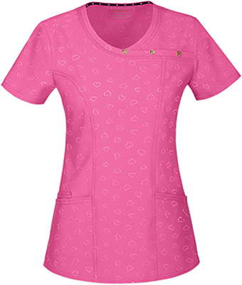 Heartsoul Be Mine Womens Mock Wrap Scrub Top. Embroidery is available on this item.