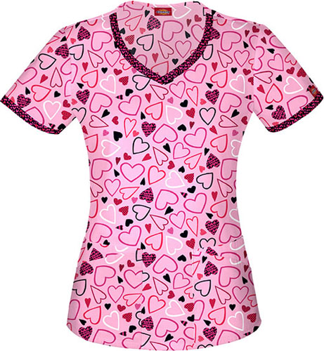 Dickies Women's Jr Fit Be Mine V-Neck Scrub Top. Embroidery is available on this item.