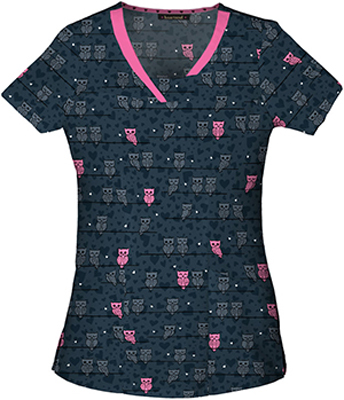 Heartsoul What A Hoot V-Neck Scrub Top. Embroidery is available on this item.