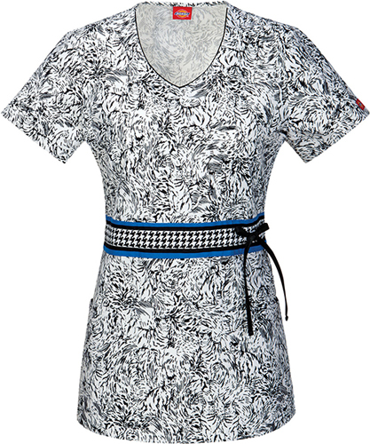 Dickies Women's Junior Fit V-Neck Kitten Scrub Top. Embroidery is available on this item.