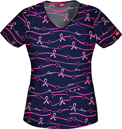 Dickies Breast Cancer Gift/Hope V-Neck Scrub Top. Embroidery is available on this item.