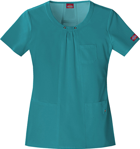 Dickies Women's Junior Fit Round Neck Scrub Top. Embroidery is available on this item.