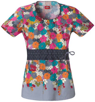Dickies Junior Fit Botanical Impressions Scrub Top. Embroidery is available on this item.