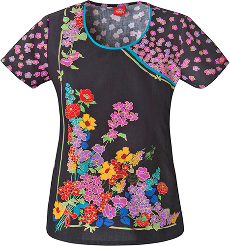 Dickies Junior Fit Garden of Versailles Scrub Top. Embroidery is available on this item.