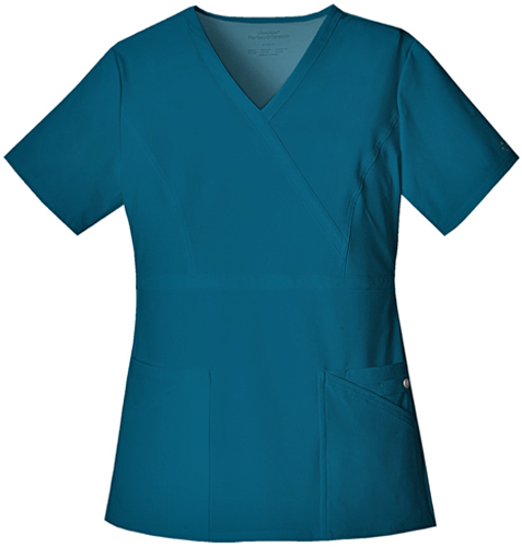 Cherokee Women's Mock Wrap Scrub Top. Embroidery is available on this item.