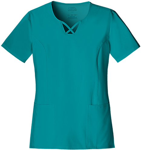 Cherokee Women's V-Neck Criss-Cross Scrub Top. Embroidery is available on this item.