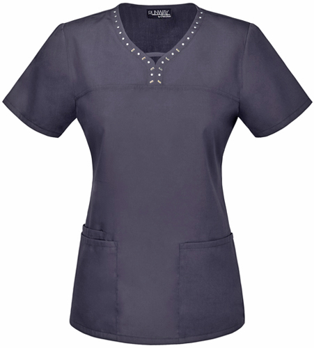 Runway by Cherokee Womens V-Neck Keyhole Scrub Top. Embroidery is available on this item.