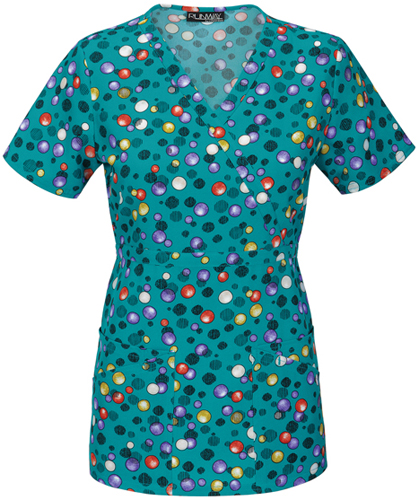 Runway Women's Bubbling Up Mock Wrap Scrub Top. Embroidery is available on this item.