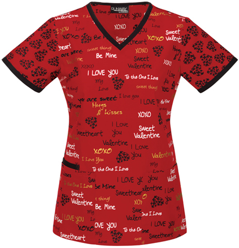 Runway Women's Love is All Around V-Neck Scrub Top. Embroidery is available on this item.