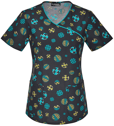 Runway Women's Hound and Round Mock Wrap Scrub Top. Embroidery is available on this item.