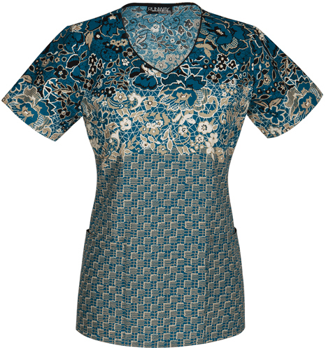 Runway Women's About Lace V-Neck Scrub Top. Embroidery is available on this item.