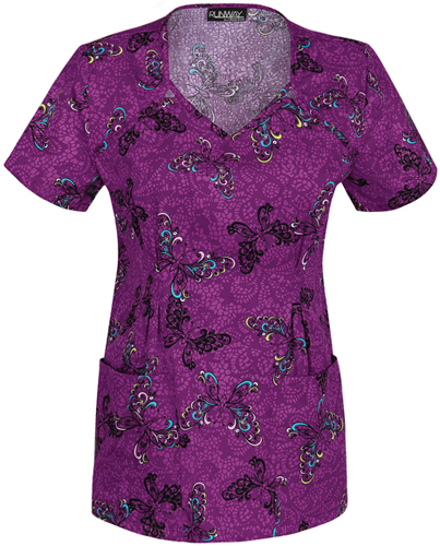 Runway Womens The Frill of Flying V-Neck Scrub Top. Embroidery is available on this item.