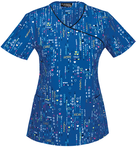 Runway Women's Heal with Hope Mock Wrap Scrub Top. Embroidery is available on this item.