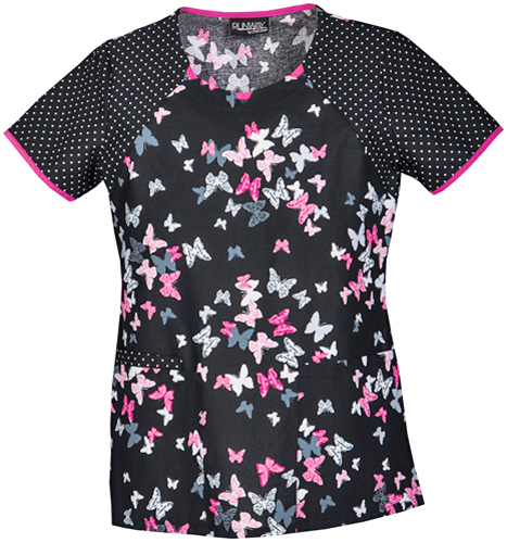 Runway Women's Butterfly Me Round Neck Scrub Top. Embroidery is available on this item.