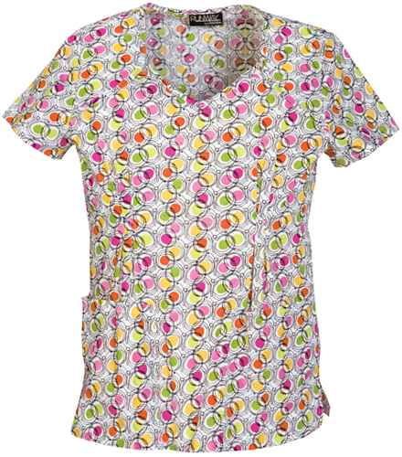 Runway Women's Dots Delightful V-Neck Scrub Top. Embroidery is available on this item.