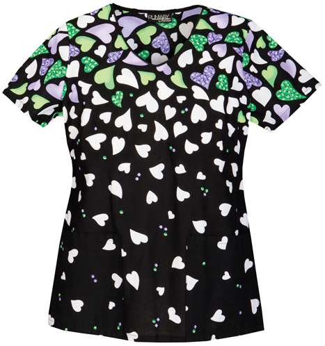Runway Womens Let Your Love Shine V-Neck Scrub Top. Embroidery is available on this item.