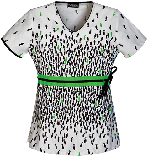 Runway Womens Let's Get Fish-ical V-Neck Scrub Top. Embroidery is available on this item.