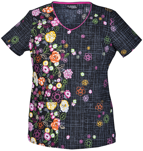 Runway Women's Posey Paradise V-Neck Scrub Top. Embroidery is available on this item.