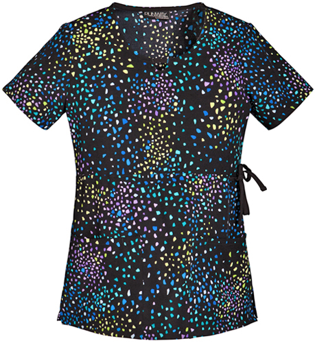 Runway Women's Ready/Confetti Round Neck Scrub Top. Embroidery is available on this item.