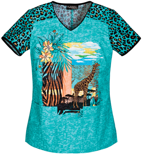 Runway Women's Safari Dream V-Neck Scrub Top. Embroidery is available on this item.