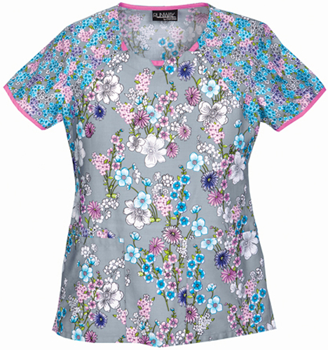 Runway Women's Spring Forward Round Neck Scrub Top. Embroidery is available on this item.
